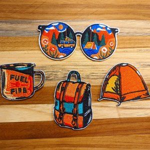 Let's Go Camping!!! Fun and Colorful Iron On Patches (Pack of 4)